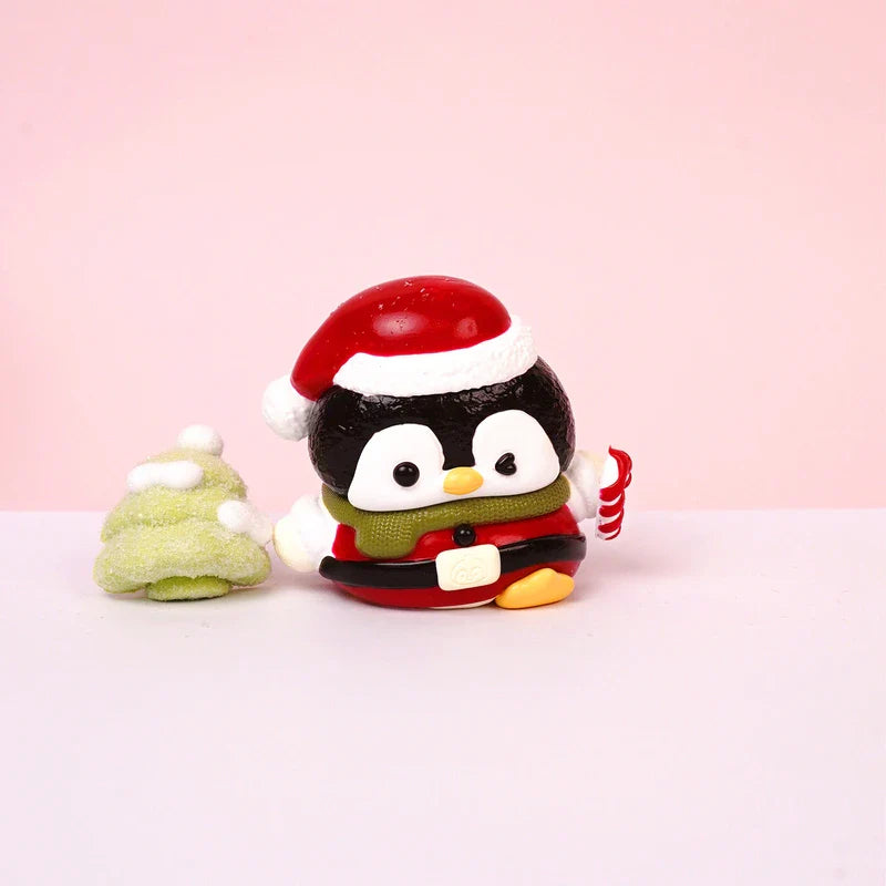 Pawtoto Christmas Penguin Red Squishy Toy Handmade Food Grade Silicon Creamy Clay Feel Soft Quick Rebound