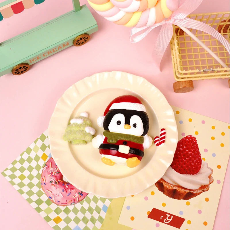 Pawtoto Christmas Penguin Red Squishy Toy Handmade Food Grade Silicon Creamy Clay Feel Soft Quick Rebound