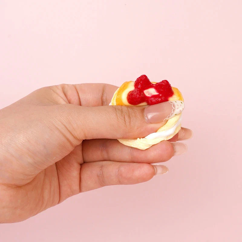 Pawtoto Mini Strawberry Cream Cookie Squishy Toy Handmade Food Grade Silicon
